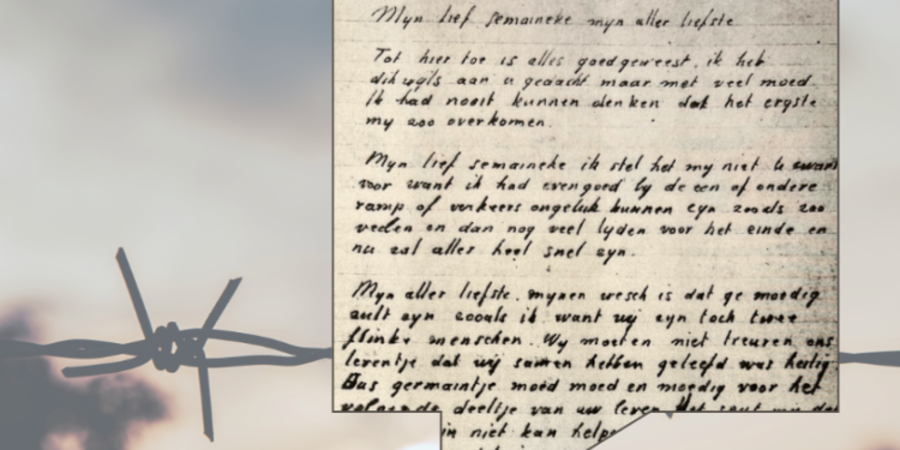 Fragment uit een brief van Julien Schillemans, die op op 30 november 1943 geëxecuteerd werd in het executieoord van Brasschaat. Hij zat bij de Verzetsgroep Gewapende Partizanen en was 37 jaar.